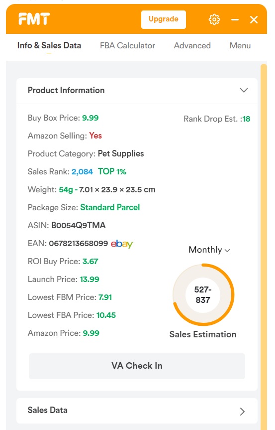 FBA Multi tool extension sales data