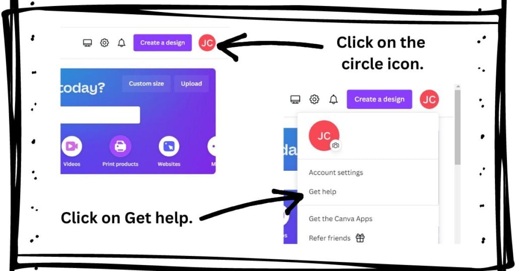 how to find help on canva